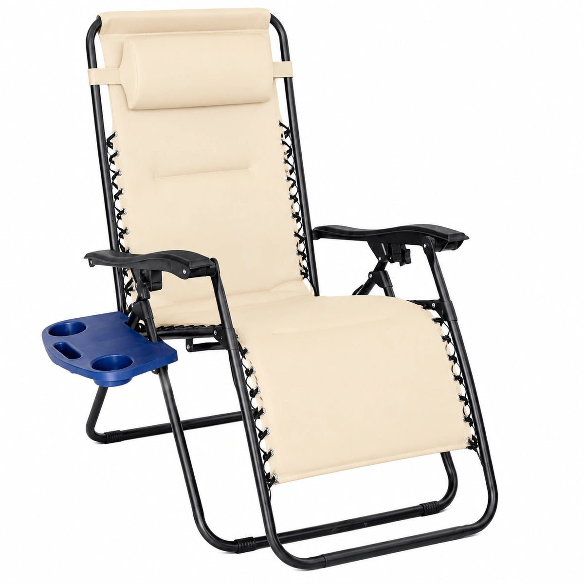 Sillón Reclinable Acolchado de Gravedad Cero para Jardín - Ideal para Interior y Exterior en Terraza y Camping (Beige)