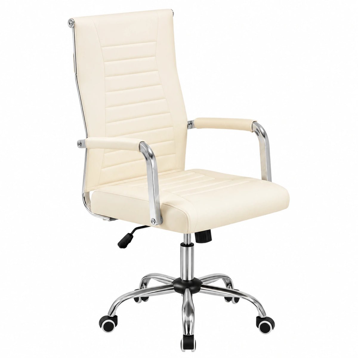 Silla de Oficina Ergonomica con Respaldo Alto de Cuero PU Beige - Soporta 136 kg