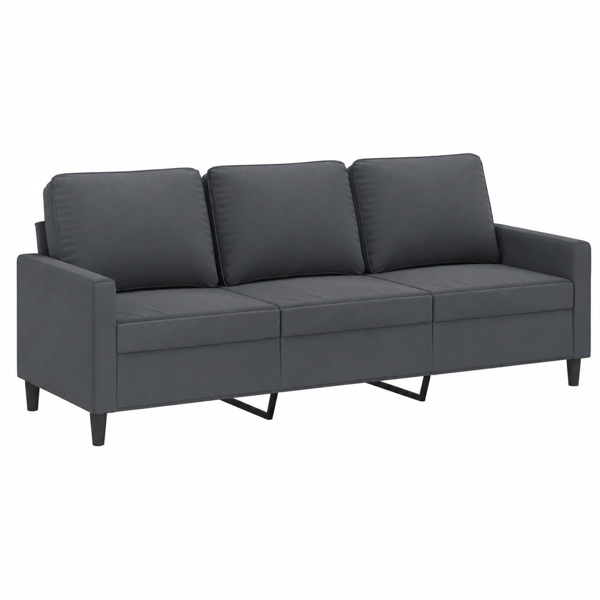 Sofá de Terciopelo Gris Oscuro de 3 Plazas, 180 cm