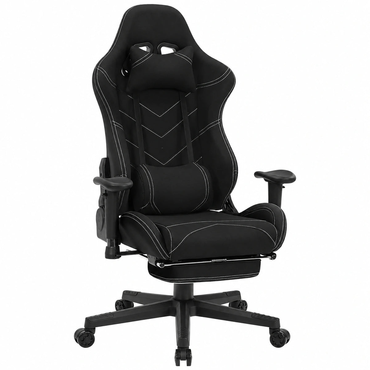 Silla Gaming WOLTU Ergonómica con Reposacabezas, Cojín Lumbar y Reposapiés, Ideal para Videojuegos y Oficina, Color Negro