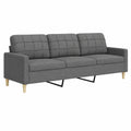 Sofá 3 Plazas Tapizado en Gris Oscuro 210 cm vidaXL