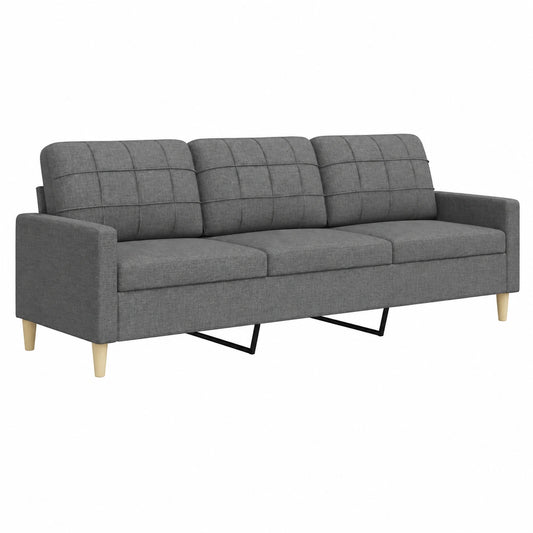 Sofá 3 Plazas Tapizado en Gris Oscuro 210 cm vidaXL
