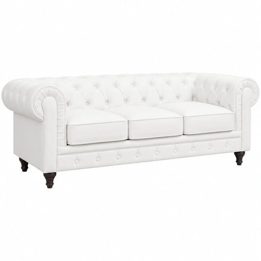 Sofá Chesterfield Aliza de 3 Plazas en Color Blanco para Salón