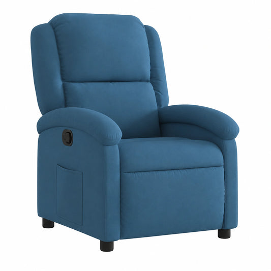 Sillón Reclinable Ergonómico de Terciopelo Azul para Salón