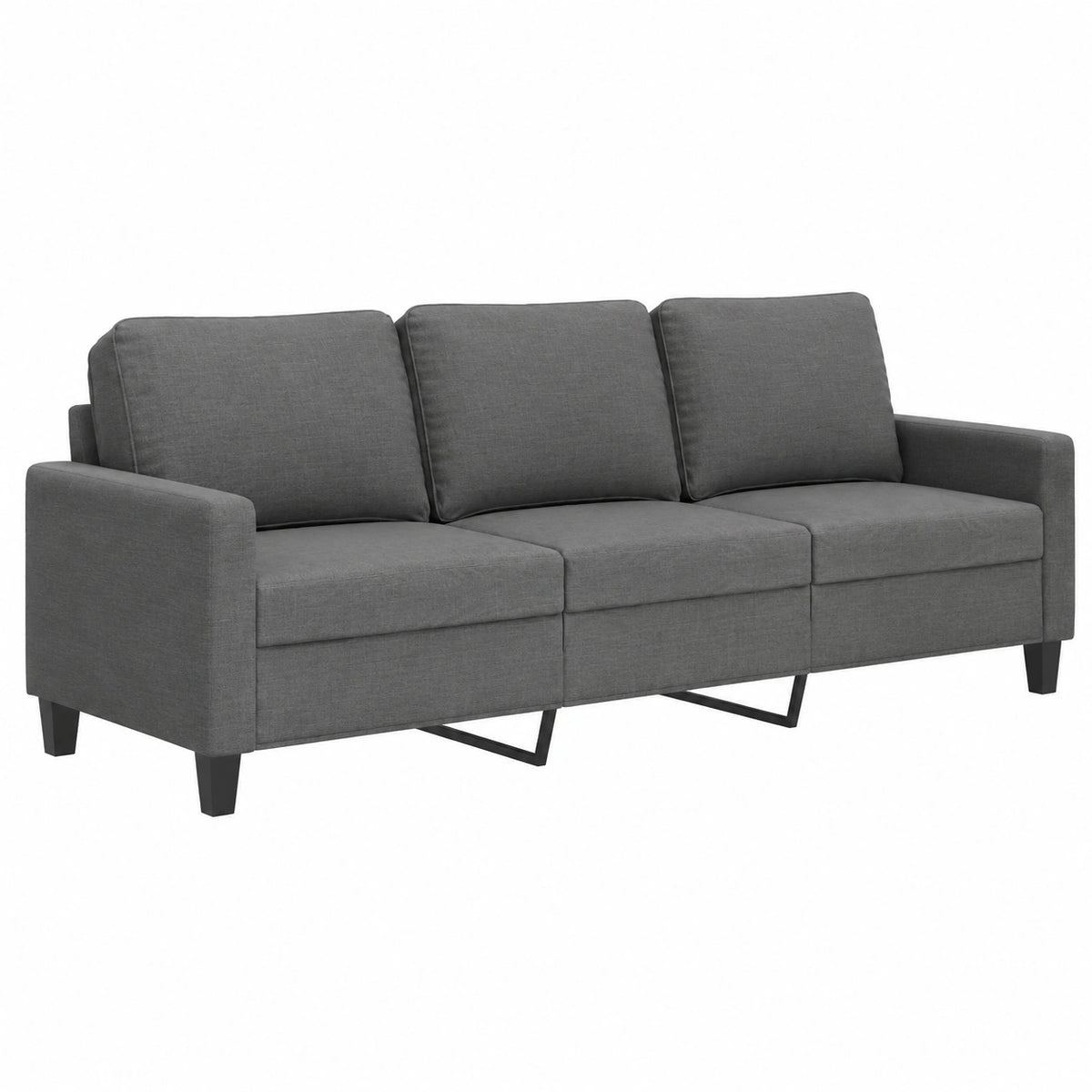 Sofá 3 Plazas Tela Gris Antracita 180 cm Moderno
