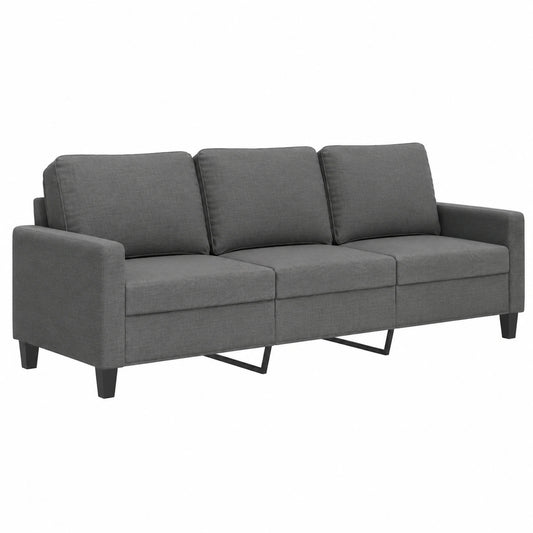 Sofá 3 Plazas Tela Gris Antracita 180 cm Moderno