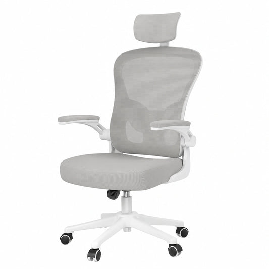 Silla Ergonómica de Oficina con Soporte Lumbar y Reposabrazos Ajustables, Gris