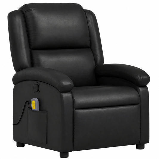 Sofá Reclinable de Masaje Sintético Negro para Salón