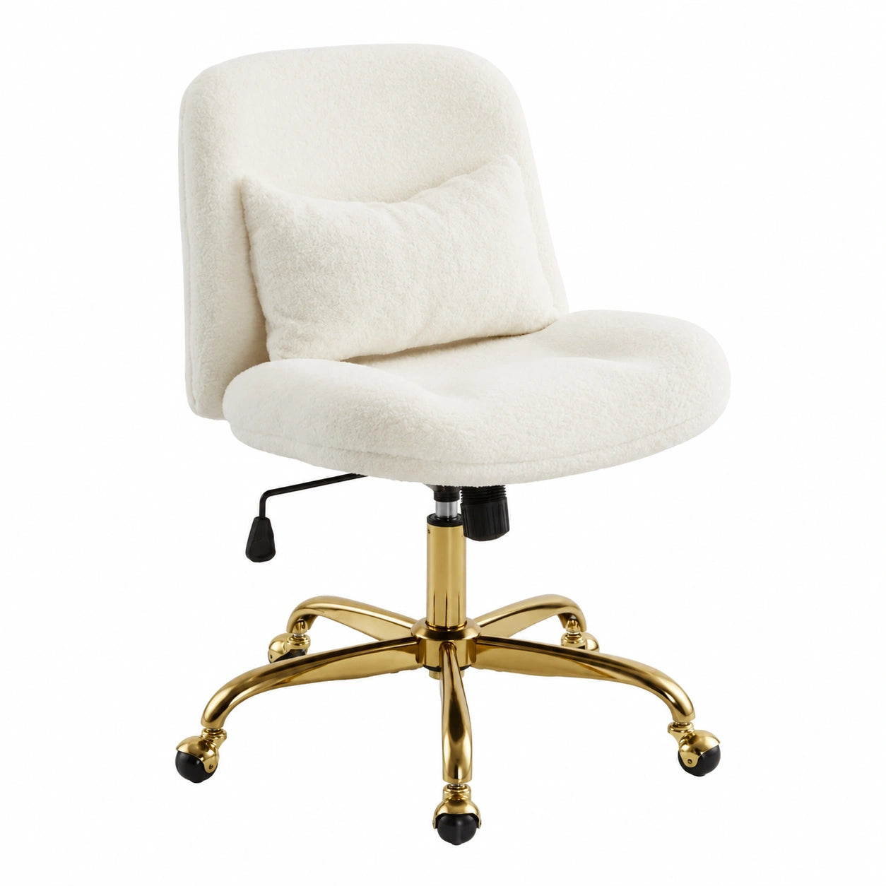 Silla de Oficina Bonnlo sin Reposabrazos, Ajustable y Confortable, Tejido Teddy Beige