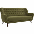 Sofá Retro de 3 Plazas Cavadore Abby en Terciopelo Verde con Diseño Capitoné, 183x89x88 cm