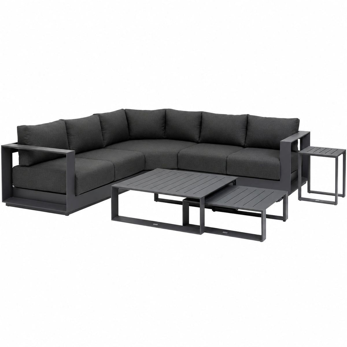Juego de Muebles de Jardín Esquinero 5 Plazas Aluminio y Poliéster Grafito