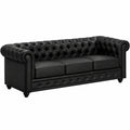 Sofá Chesterfield de 3 plazas en Simil Piel Negro - Exclusiva Oferta