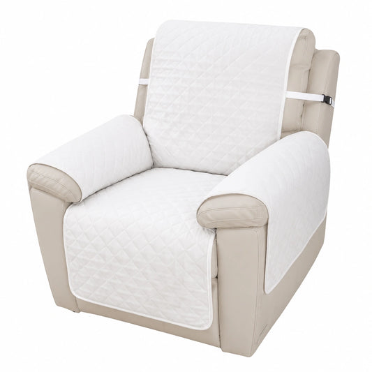Protector Acolchado para Sillón Relax, Fundas Intercambiables y Lavables, 1 Plaza, Blanco