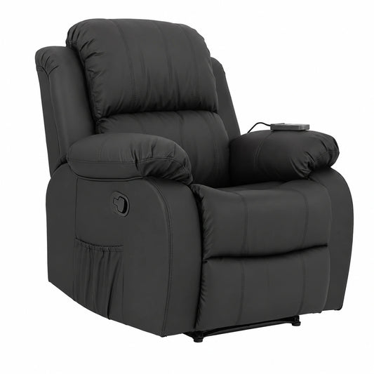 Sillón de Masaje Reclinable con Calor y 8 Motores - Negro