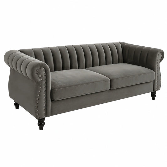 Sofá Chesterfield Trumbo de 3 Plazas con Terciopelo Brillante