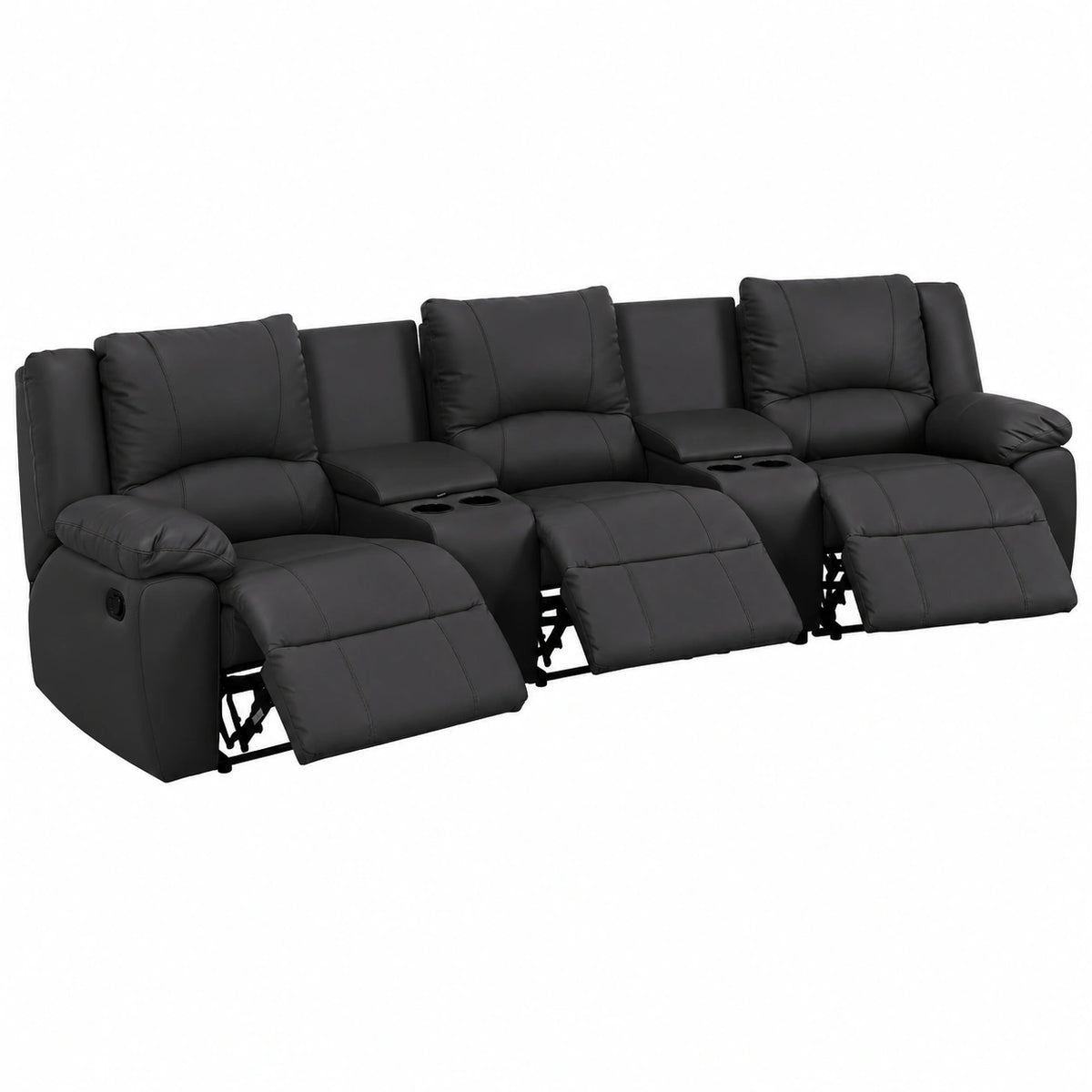Sofá de Piel Negra 3 Plazas con Función Relax de Venta-Unica