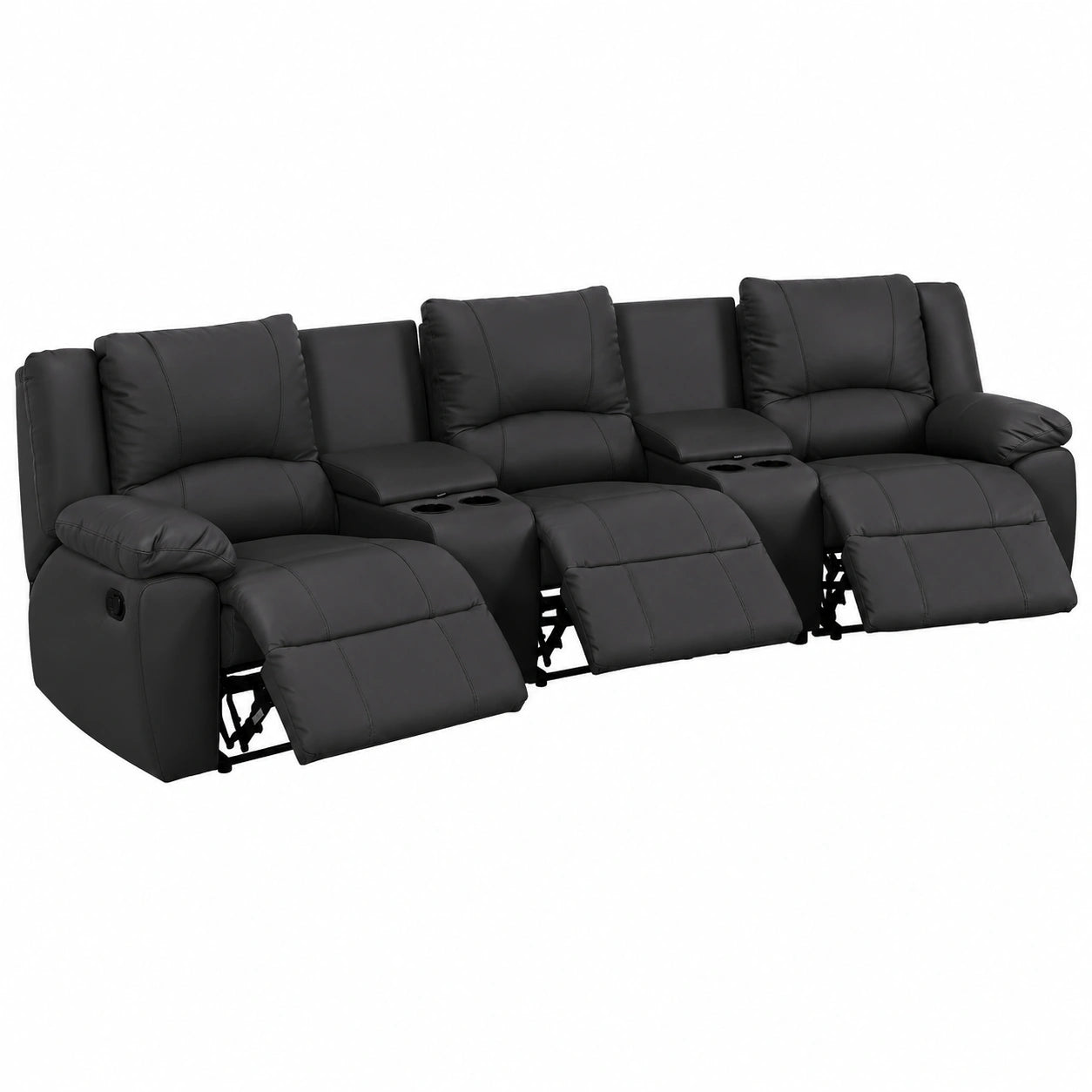Sofá de Piel Negra 3 Plazas con Función Relax de Venta-Unica