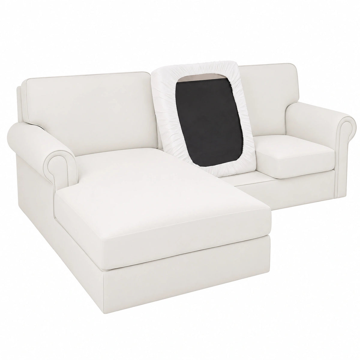 Fundas Elásticas de Terciopelo para Cojín de Sofá, Protector Reemplazable Individual en Blanco