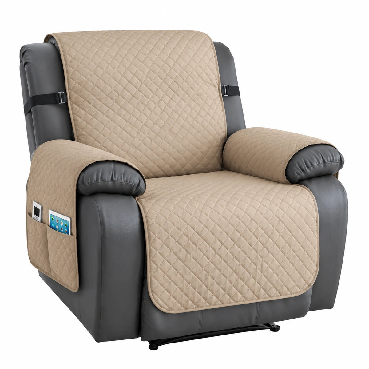 Funda Impermeable para Sillón Relax 1 Plaza, Reclinable y Lavable, Protector Acolchado en Caqui