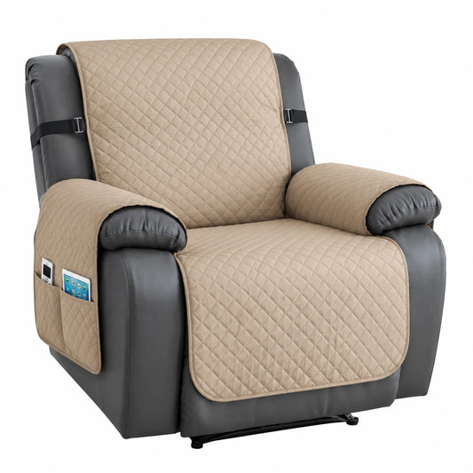 Funda Impermeable para Sillón Relax 1 Plaza, Reclinable y Lavable, Protector Acolchado en Caqui