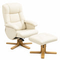 Sillón Relax HOMCOM 360° Giratorio Reclinable con Reposapiés, Soporta 120Kg, Crema