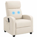 Sillón Reclinable de Masaje HOMCOM con Control Remoto, 8 Programas, 5 Intensidades, Bolso Lateral y Temporizador, Tapizado de PU, Crema