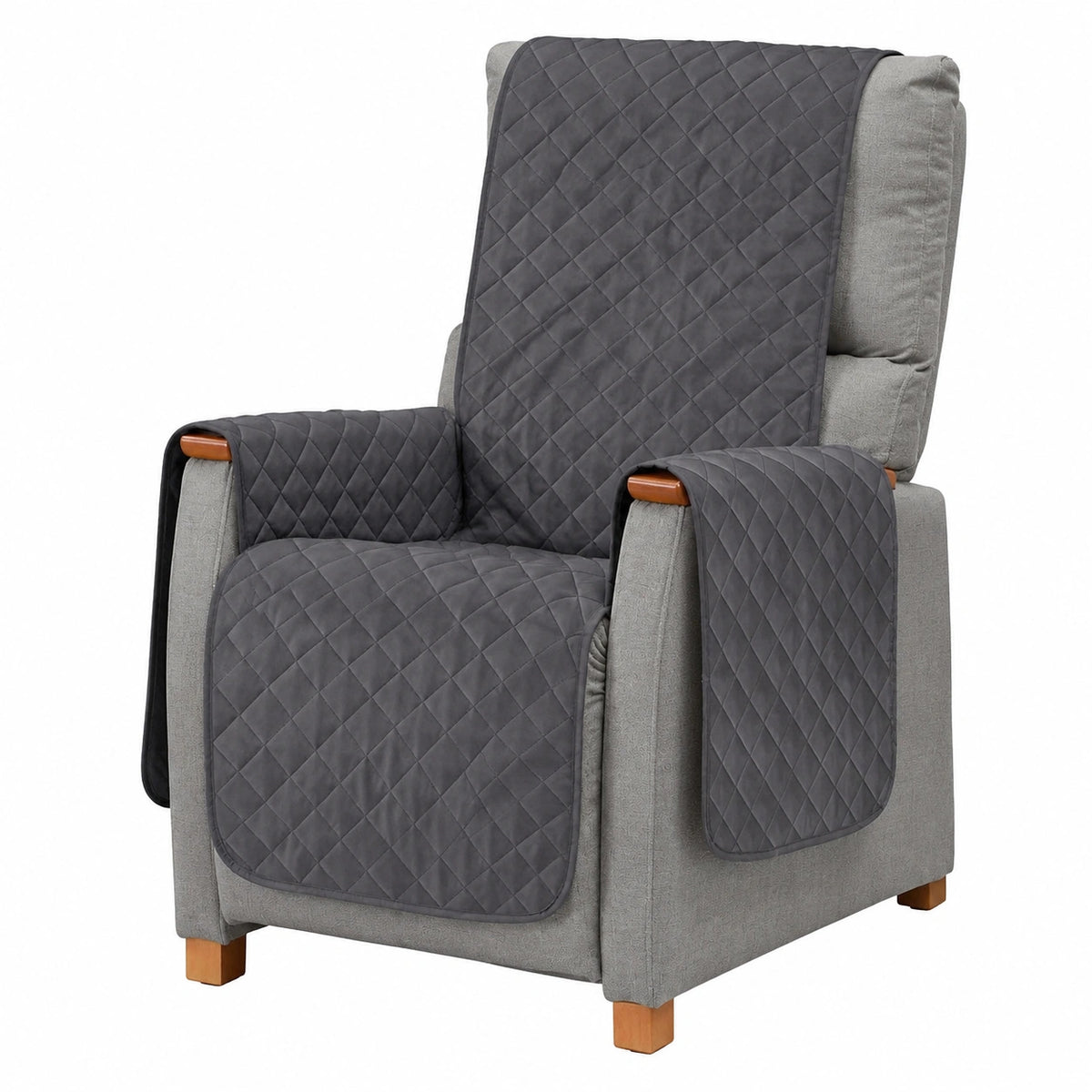 Funda de Sofá Reversible para Sillón Relax 1 Plaza - Protector Acolchado y Lavable en Gris