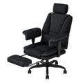 Silla de Oficina Ergonómica con Soporte Lumbar y Reposabrazos Ajustables, Reclinable con Reposapiés, Capacidad 200KG, Color Negro