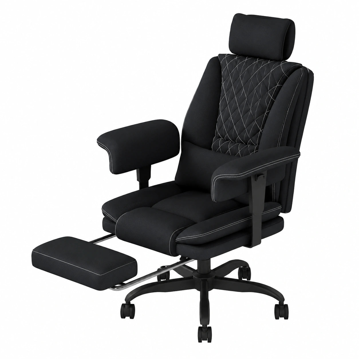Silla de Oficina Ergonómica con Soporte Lumbar y Reposabrazos Ajustables, Reclinable con Reposapiés, Capacidad 200KG, Color Negro