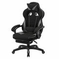 Silla Gamer Ergonómica de Tela Transpirable con Reposapiés, Sillón Giratorio para Oficina y Videojuegos, Asiento Ancho y Cómodo, Negro y Gris
