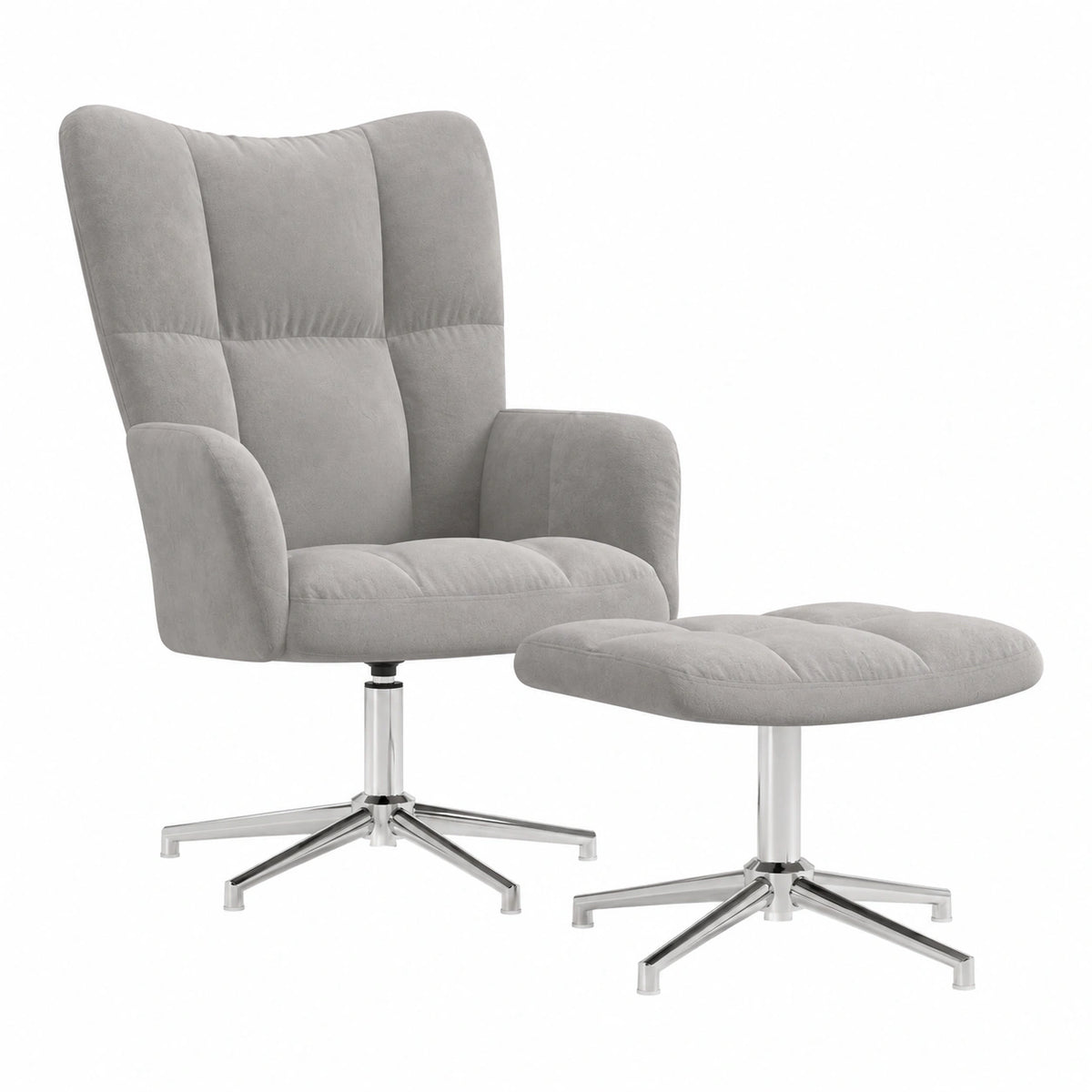 Sillón reclinable de terciopelo gris con reposapiés para salón y dormitorio