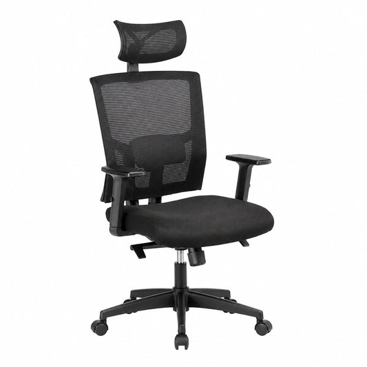 Silla Ergonómica de Oficina Viena con Soporte Lumbar y Brazos Ajustables, Color Negro
