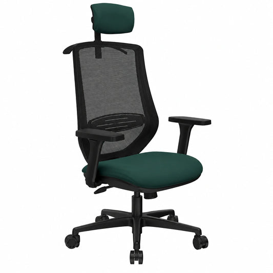 Silla de Oficina Ergonómica Mardos, Respaldo Fijo, Brazos y Cabecero Ajustables, Uso 24H, Soporta hasta 120 Kg
