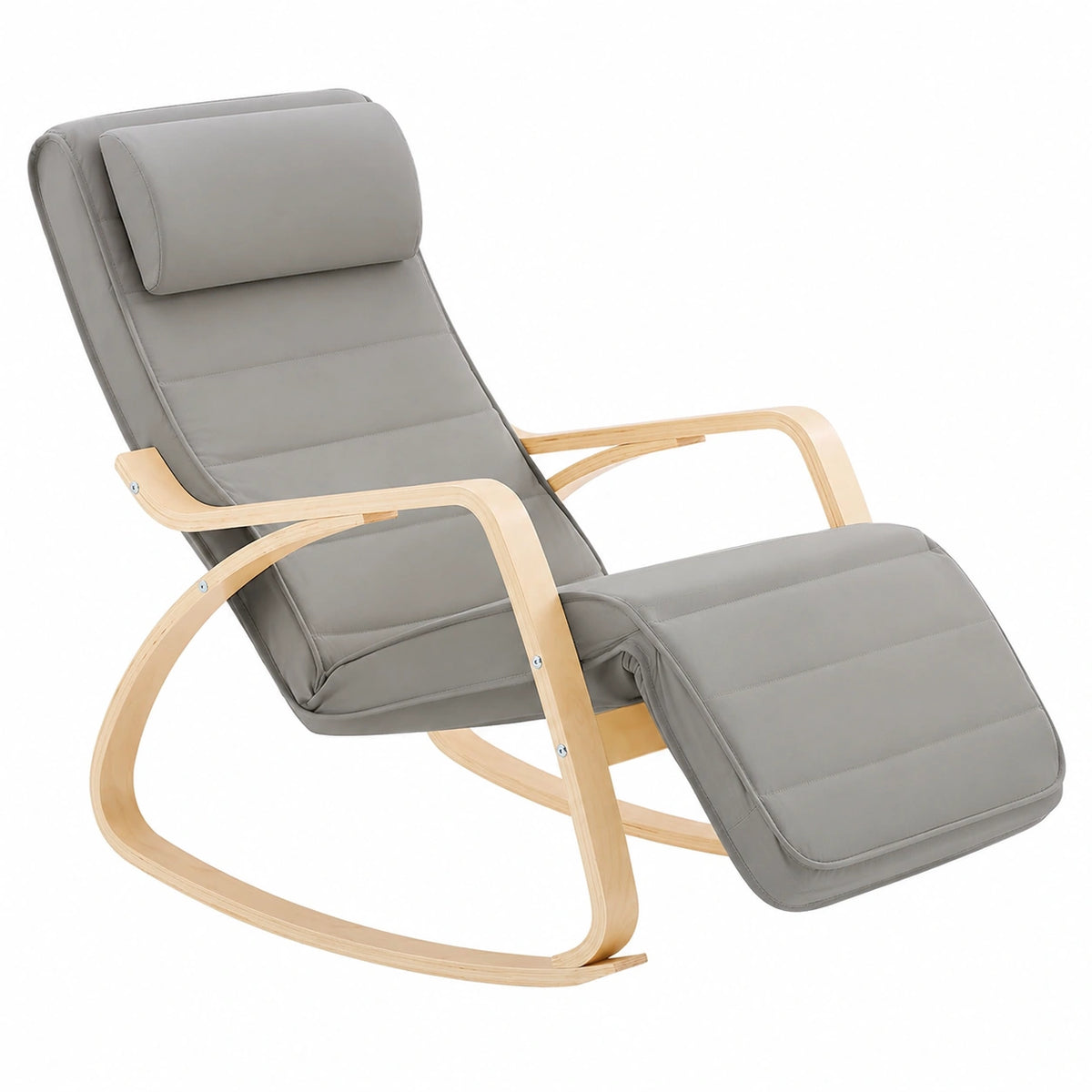 Silla Mecedora Gris con Cojín y Reposapiés Ajustable